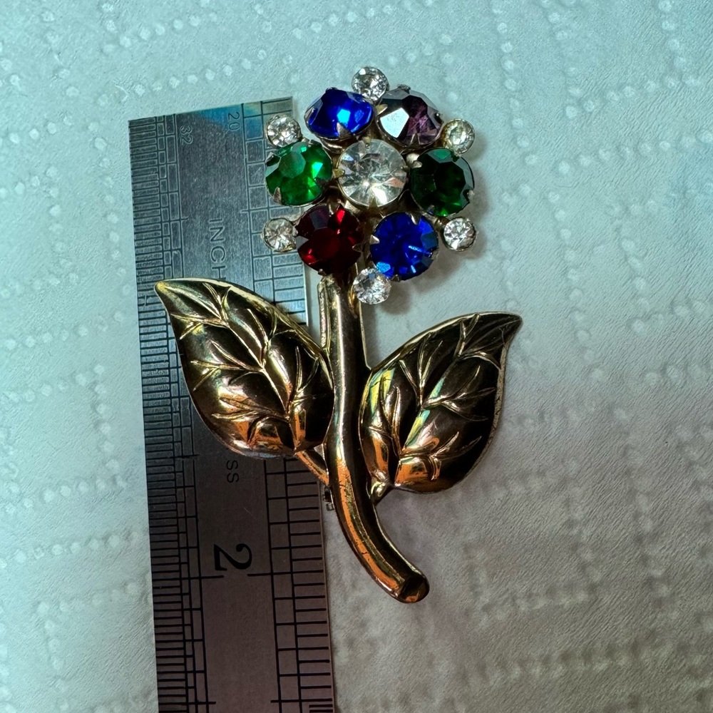 Flower brooch pin, vintage - Picture 3 of 4